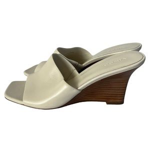 Vince Womens Pia Tan Leather Slide Slip On Wedge Sandals Shoes Size 8.5